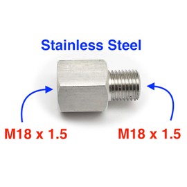 Autobahn88 Stainless Steel Instrument Adapter for Water/Oil Temperature - M18 x1.5 Female to M18 x1.5 Male, Hex 22