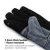 Ozero Warm-up BBQ Gloves, 500°C, Heat-Resistant Leather Grill Glove, Black-Grey