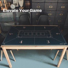 SLOWPLAY 47 x 27 Inch Texas Hold'em Poker Mat | Portable Poker Table Top with Art Deco Layout Print, Smooth Premium Surface, Noise Reduction| Lightweight for Games Everywhere (Green)