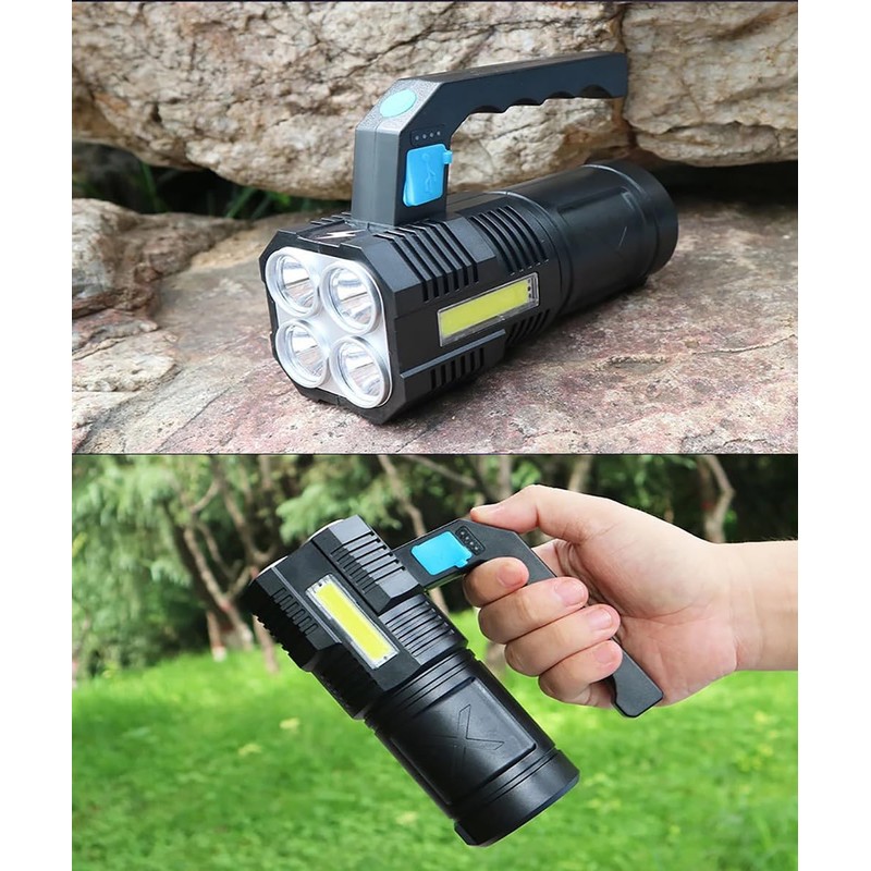 CLEZGO Flashlight Rechargeable USB High Lumens-Camping Flashlight with 4 Powerful