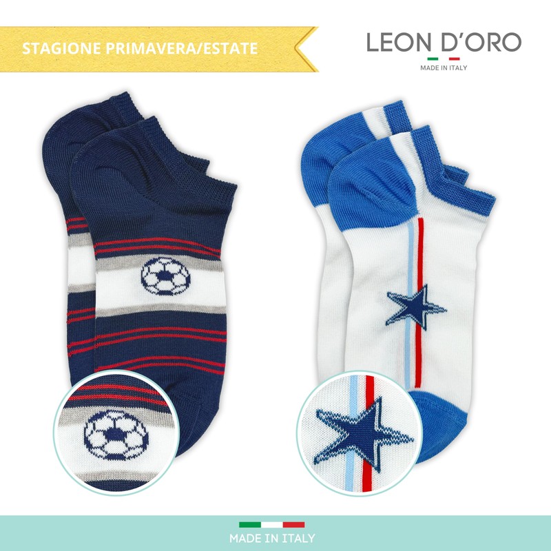 LEON D'ORO Socken für Kinder, Baumwolle, Schottlandgarn, 4 Paar, leicht