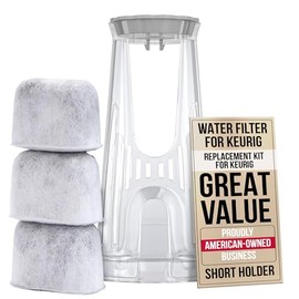 Keurig Filter Replacement Starter Kit - Water Filters for Keurig 2.0, K-Duo, K-Duo Hot & Iced, K Duo Essentials, K-Compact Coffee Makers by PureHQ - Includes Short Filter Holder and 3-Pack Cartridges