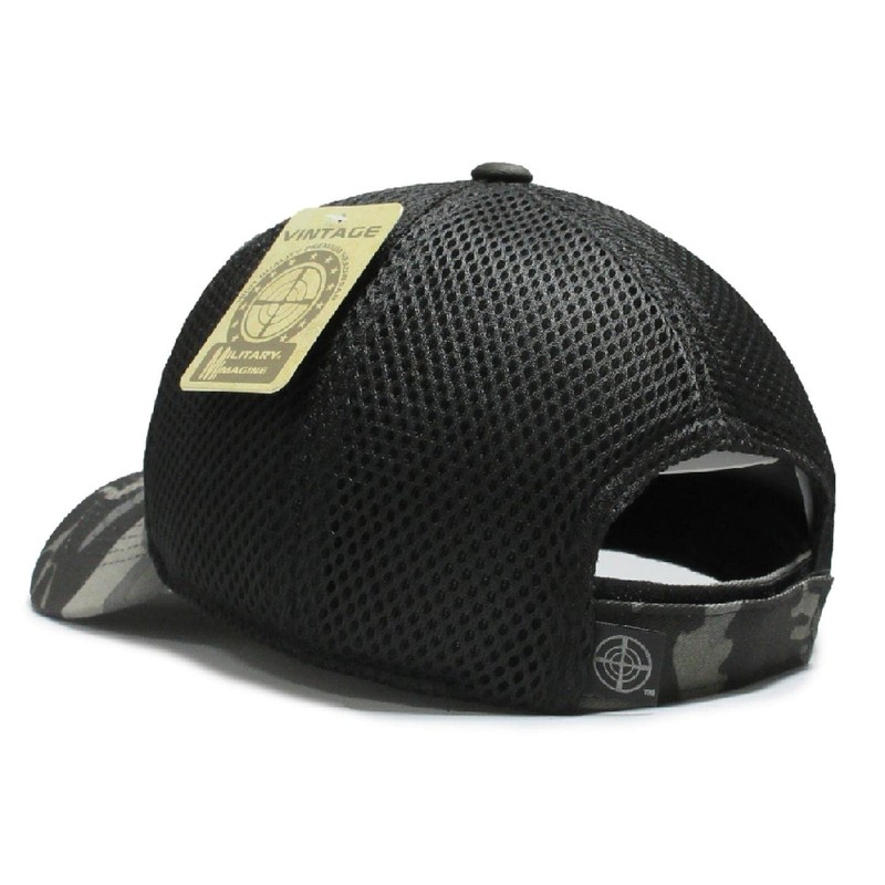 USA Flag Hat Camo Gray Detachable Patch Micro Mesh Tactical