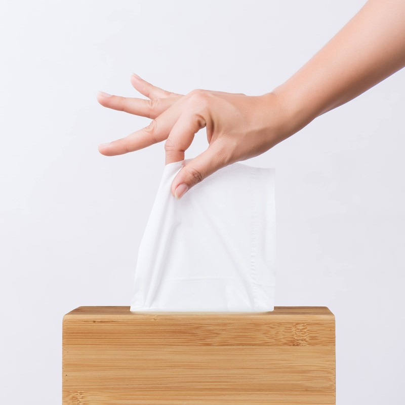 Relaxdays Bamboo Tissue Box (H x W 7.5 x 24 cm x