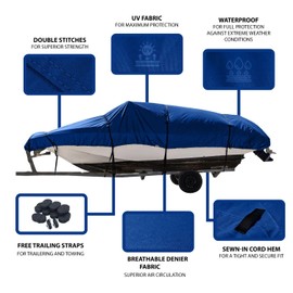 Seal Skin Heavy Duty Trailerable Pontoon Boat Cover, Fits 21 to 24ft Long & up to 102” Beam Width Waterproof 600D Pontoon Boat Cover with Storage Bag