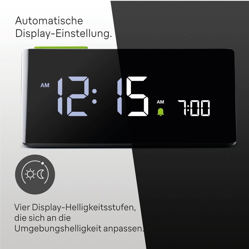 Braun BC16BEU Digital Alarm Clock with LCD Display, Snooze Button,