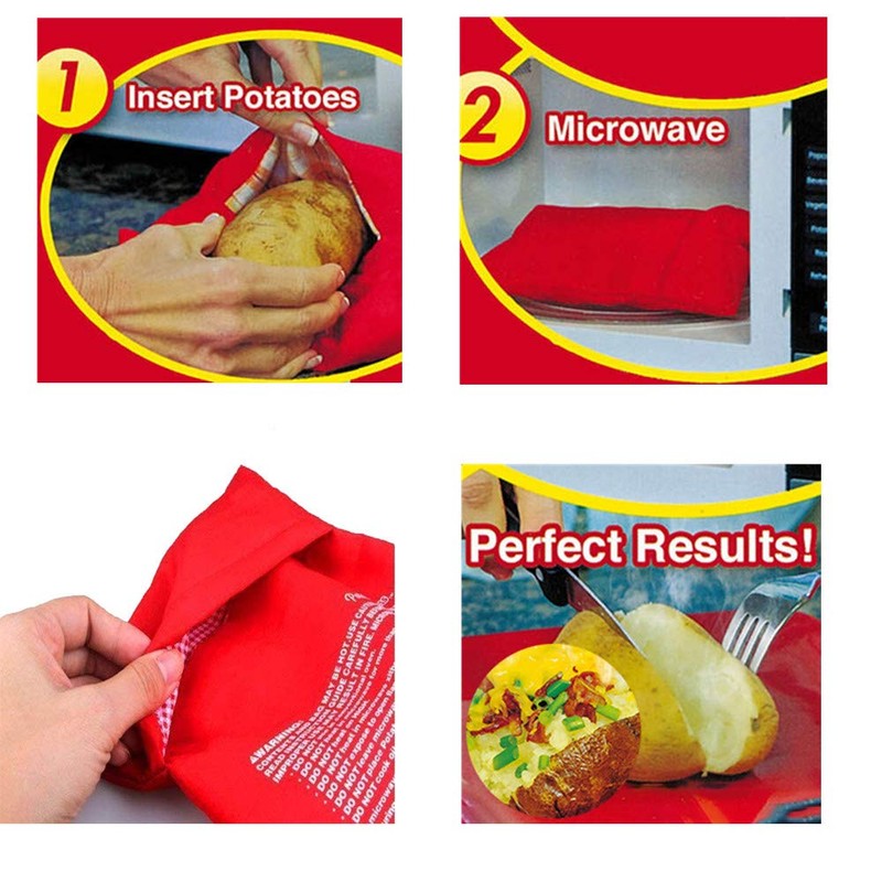 Microwave Potato Bag, 2 Pack Reusable Microwave Cooker Bag Baking