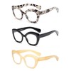 JM 3er-Pack Cateye-Lesebrille, Computerlesegerät mit Blaulichtblockierung für Damen und Herren