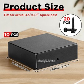 10 Pcs 4 x 4 Post Caps Fits for 3.5" x 3.5", Black Flat