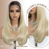 NOBLE Blonde Highlight Straight Layered Wig for Women 24 inch