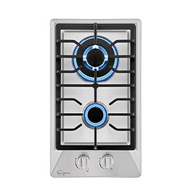 Empava 12" Gas Stove Cooktop with 2 Italy Sabaf Sealed Burners NG/LPG Convertible in Stainless Steel, 12 Inch