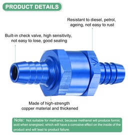 M METERXITY 2-Pack Fuel Oil Check Valve, 3/8" Aluminum Alloy Non Return One Way Check Valve for Fuel Line/Petrol/Diesel/Water/Oil/Gas [Blue]