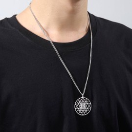 EUEAVAN Sri Yantra Chakra Necklace for Women and Men Sri Yantra Amulet Talisman Pendant Sacred Geometry Necklace Hinduism Symbol Sacred Hindu Meditation Jewelry (silver)