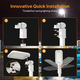 DEMILARE 200W LED Parking Lot Light, 30000LM LED Lights Outdoor with Adjustable Slip Fitter Mount, 5000K IP65 150LM/W Dusk to Dawn Outdoor Lighting for Roadway, Barn(White)
