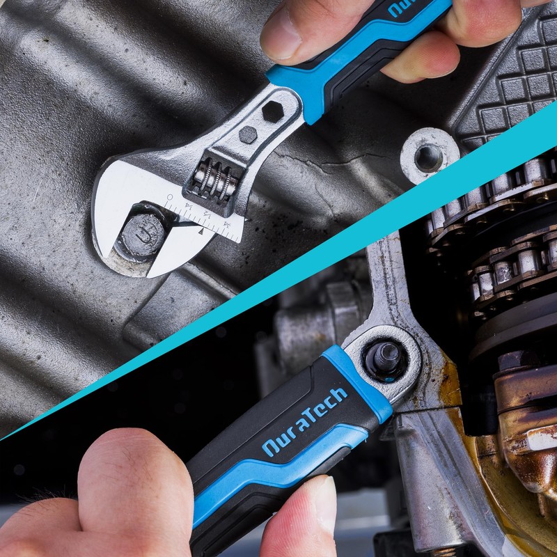 DURATECH 6 Inch Adjustable Wrench, 3-in-1 Spanner with Box End/Hex