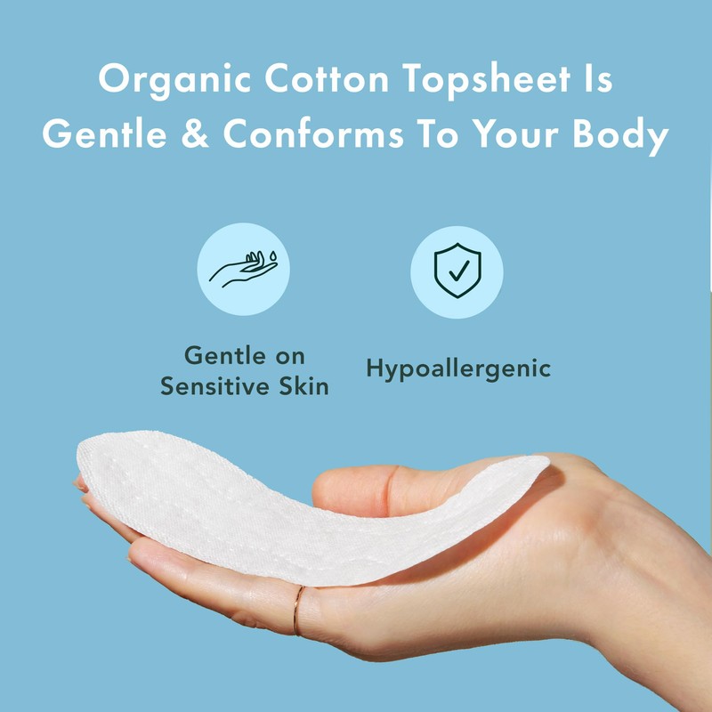 Rael Panty Liners for Women, Organic Cotton Cover - Daily