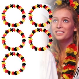 Pack of 5 Germany Fan Item Flower Chain, Germany Flag Garlands, Fan Item Set, Flower Chain Fan Item, Germany Hawaiian Wreaths in Black, Red, Gold, Props Flower Chains for Football Parties
