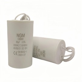 80UF MFD CBB60 Motor Run Capacitor 250VAC Volts Round Cylinder 2 Wires, Metallized Polypropylene Film Capacitor for Motor Run, Air Conditioners, Washing Machines and Water Pumps