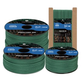 Kamu Synber 2mm Paracord 30M 100% Nylon Rope 1 Strand Type I Parachute Cord for Crafting, Outdoor, DIY, Camping | Support 45kg | Dark Green