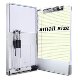 Small Aluminum Clipboard with Storage(Memo Size), Recycled Metal Snapak Form Holder Binder with Insided SerratedClip Posse Box, Perfect for Truck Driver, Fits Paper Size up to 5.5 x 9.5 inch