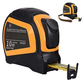 Yuentoen Tape Measure, Tape Measure Autolock 10 m Length, Automatic Tape Locking with Nylon Coating, Tape Measure with Metric Scale, Window for Direct Reading, Shatterproof ABS Housing