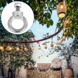 M METERXITY 2 Sets Mechanical Shoulder Hanging Eye Bolts Chandelier Fence Stainless Steel Lifting Ring Bolts with Lock Nuts for Wire Rope M6 Silver