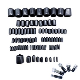 JZK 90 pieces, 2 mm, 3 mm, 4.5 mm, 6 mm, 7 mm, 8 mm, 9.5 mm, 12 mm, 20 mm, screw thread protection, black round rubber screw head cover, bolt cap, end caps made of soft plastic for pipes, cables,