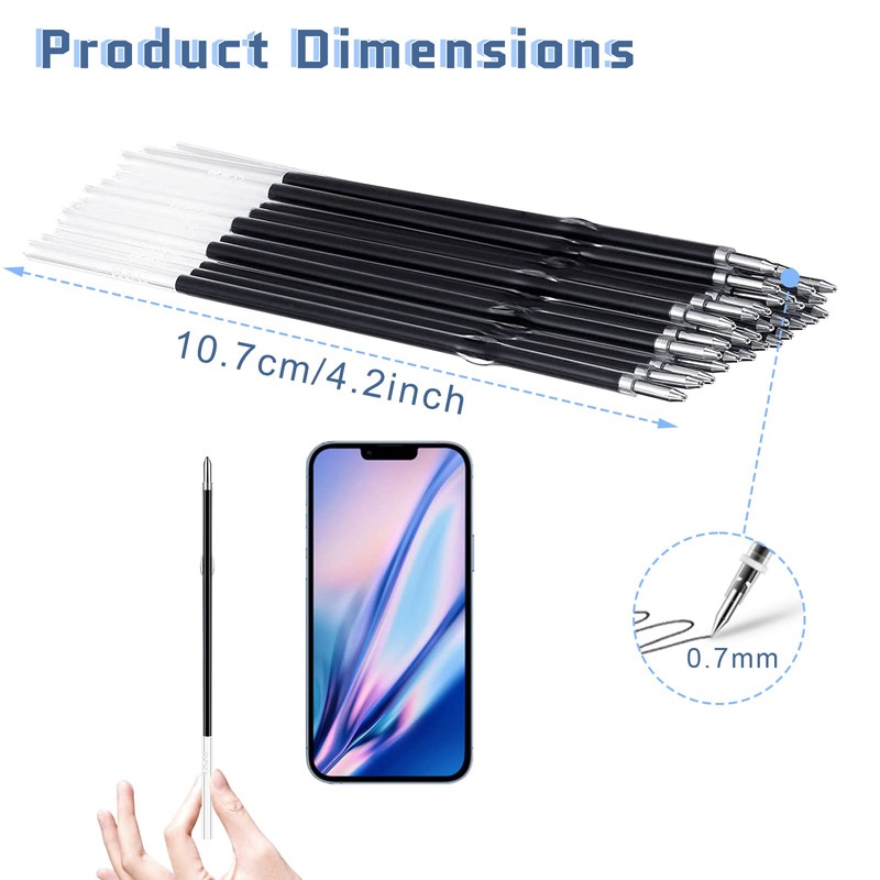 30 Pcs Retractable Pen Refills, 0.7 Retractable Refill, Retractable Pen