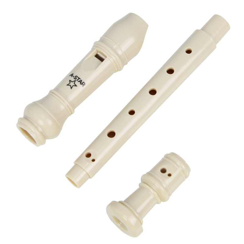 A-Star Soprano/Descant School Recorder, English/Baroque fingering with Fingering Chart, Protective