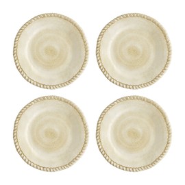 UP ware - 4 platos de melamina de 6 pulgadas, platos de postre para aperitivos, platos pequeños para servir, platos redondos para postres, aperitivos, frutas (arena de cuerda)