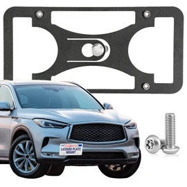 Heavy Duty Front License Plate Frame Compatible with Infiniti QX50 2019-2025, No Drill Tow Hook Mount, Anti-Theft License Plate Holders Bracket, Rust-Proof, Weather & Rattle Proof Car Accessories