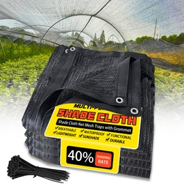 Quobiad 40% Shade Cloth 14x20 FT, Black UV-Resistant Sunblock Mesh Tarp for Garden, Greenhouse, Raised Beds, Vegetables & Flower Shade Cover from Sun