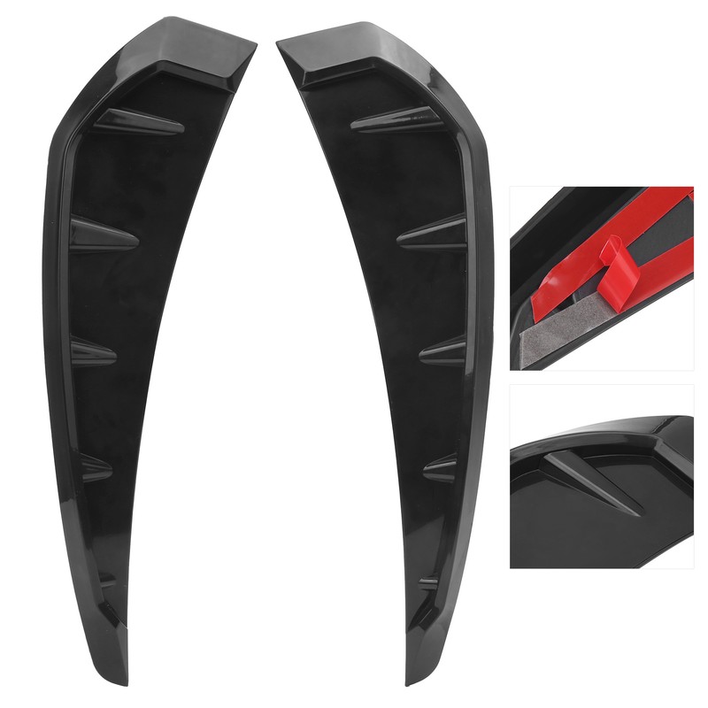 Pair Side Fender Vent Cover Trim PU Rubber Glossy Black