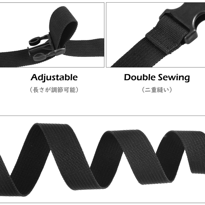 TRIWONDER 25 mm Black Nylon Webbing Strap with Adjustable Buckles,