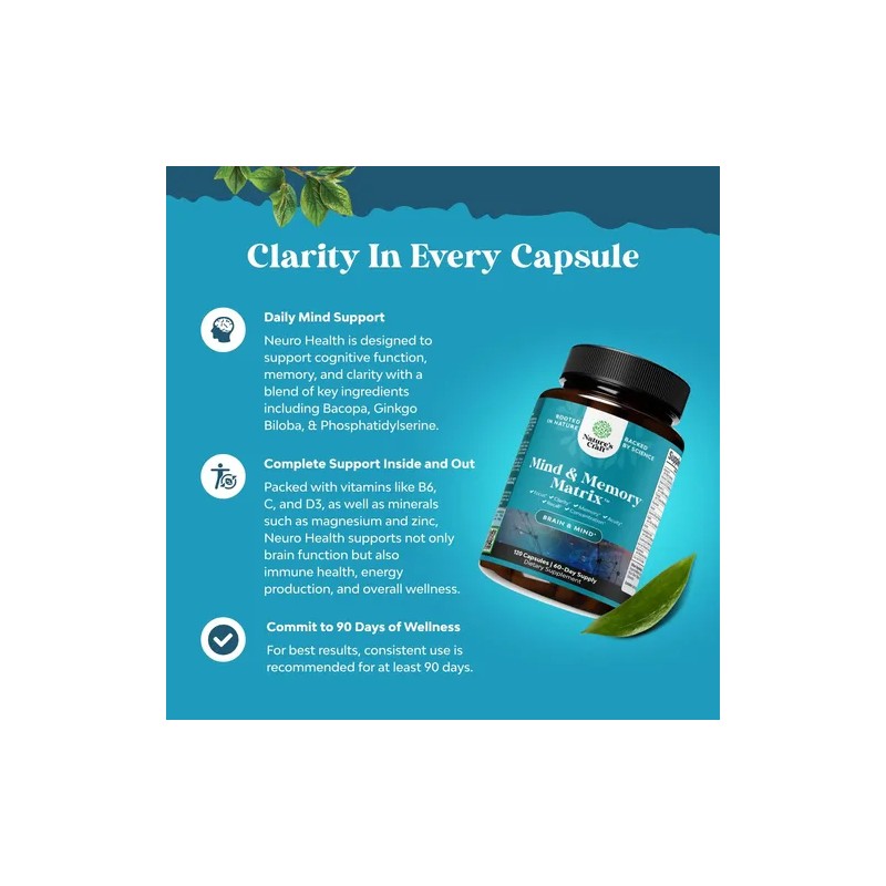 Natures Craft Nootrópico Cerebro 120 Cápsulas Vitaminas A,b6