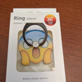 Ring Mobile phone finger Ring stent 360°swivels kickstand adhesive shocked Emoji -NIB