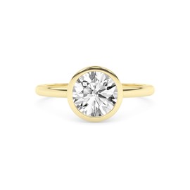 SAVEARTH DIAMONDS 1.00 Carat (ctw) Bezel Set Solitaire Engagement Rings For Women, Round Lab Created Moissanite Promise Ring For Her 925 Yellow Gold | VVS1 Quality (1 Ctw) Ring Size-4