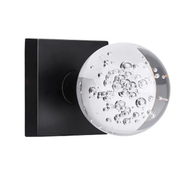 HIEMEY Glass Crystal Door Knobs Interior, Round Clear Bubble Ball Modern Classic Matte Black Passage Door Knobs for Hall Closet