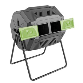 Garden Compost Bin from BPA Free Material, Dual Rotating Outdoor Composting Tumblers (43 Gallon,Green)