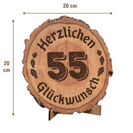 CUBIBOO ART Postkarte aus Echtholzfurnier (Sperrholz) 3 mm dick mit langlebigem Druck und Ständer – Geschenke Zum 55 Geburtstag – Geburtstagskarte 55 Mann – Deko 55 Geburtstag