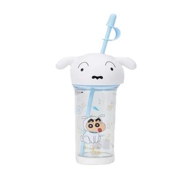 Crayon Shin-chan Straw Cup Water Bottle with Straw Water Bottle Bottle Easy to Drink Direct Drinking Children's Water Bottle Cute Multi-Purpose (Color: Crayon Shin-chan B, Size: 16.9 fl oz (500 ml)