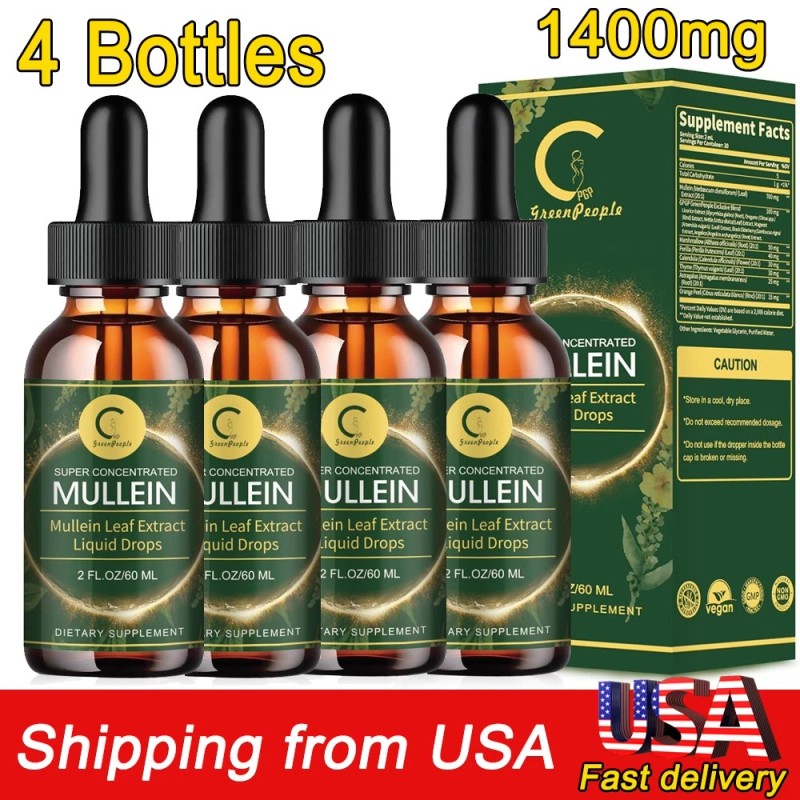4 PACK Mullein Drops for Lungs, Detox and Cleanse Mullein