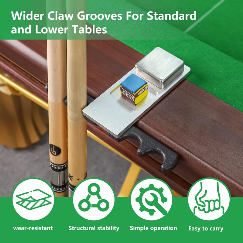 GAMESUN Portable Weighted Pool Cue Holder, chalk holder, billiard cue