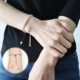 Uloveido Classical Pear Cut Cubic Zirconia Tennis Bracelet Crystal Adjustable Link Chain Bracelets Birthday Gifts for Women Y2693 (Silver Colour), Crystal, Cubic Zirconia