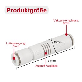 COZERI ZU05S Pneumatic Ejector, Powerful, 6 mm Push in One Touch Tube Type Pneumatic Vacuum Generator, Tubular Vacuum, High Vacuum Performance, Compact and Reliable for Pneumatic Systems