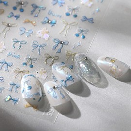 LISMYAKEY Nail Stickers, New 3D Nail Stickers, Nail Design, Nail Art, Stickers, Nail Decor Parts, Accessories, Set of 2 (Bowknot)