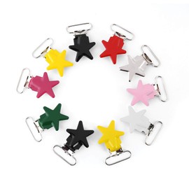 Pack of 10 Dummy Chain Clips, Dummy Clips Pentagram Braces Suspenders Dummy Strap Holder Clip for Baby Boys and Girls
