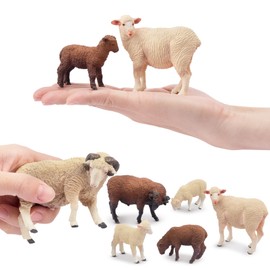 toymany 8PCS Merino Sheep Figurines Realistic Farm Animal Sheep Toys- Plastic Sheep Figures Birthday Christmas Toy Gift for Kids Toddlers