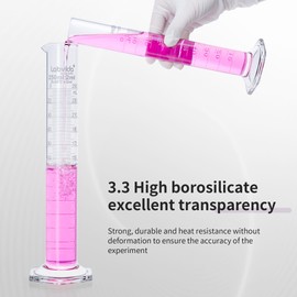 Labvida 100ml Measuring Cylinder Set, 4PCS Borosilicate Glass with Hexagonal Base and Spout, Class B, LVE005