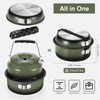 Odoland 5pcs Camping Cookware Mess Kit, Non-Stick Lightweight Pot Pan